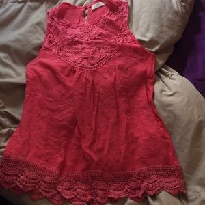 Coral lace tank top